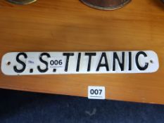 CAST IRON SIGN - SS TITANIC