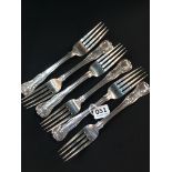6 ANTIQUE SOLID SILVER KINGS PATTERN DINNER FORKS 3 DATED DUBLIN 1826 AND 3 DATED DUBLIN 1831