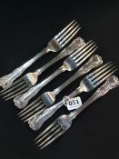 6 ANTIQUE SOLID SILVER KINGS PATTERN DINNER FORKS 3 DATED DUBLIN 1826 AND 3 DATED DUBLIN 1831