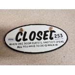 CAST IRON SIGN - CLOSED