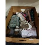 BOX LOT OF LADIES DESIGNER SHOES, HATS AND SILK SCARVES
