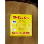 CAST IRON SIGN - SHELL OIL SOLD HERE