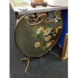 VICTORIAN BRASS AND GLASS FIRESCREEN