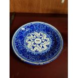 ANTIQUE BLUE AND WHITE TIN GLAZE PLATE