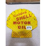 CAST IRON SIGN - GOLDEN SHELL MOTOR OIL