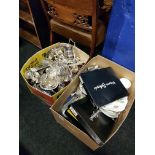 2 BOX LOTS OF EPNS AND KITCHENWARE