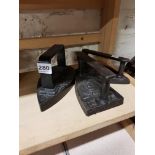 3 OLD BLACK CAST IRON IRONS