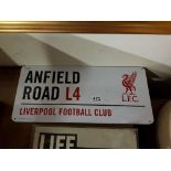 ANFIELD ROAD LFC SIGN