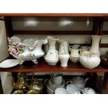 SHELF LOT OF BELLEEK AND CAPI DE MONTE