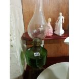 GREEN GLASS OIL LAMP