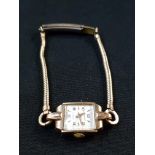 LADIES 9CT GOLD CASED WRISTWATCH