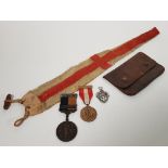 SET OF 3 MEDALS BELONGING TO H.G MCDONALD ACCOMPANIED BY THE LEATHER POUCH THEY ARRIVED IN AND A