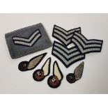 QUANTITY OF WW2 ROYAL AIR FORCE CLOTH PATCHES TO INCLUDE REAR GUNNER WING, OBSERVER WING, AIR
