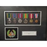 FRAMED SET OF WAR MEDALS TO CPL.GEORGE EDWARD MANTON RAME 1946-49