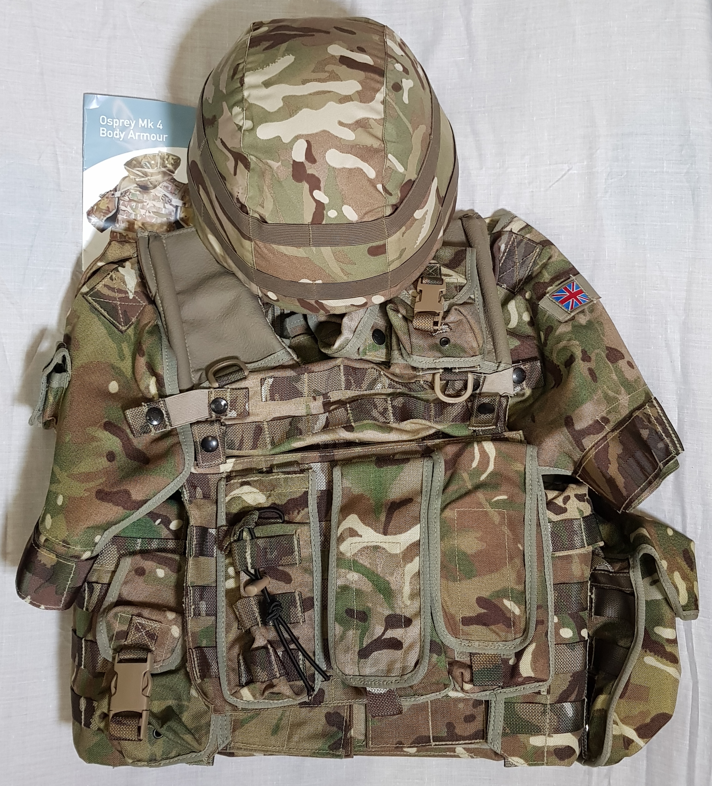 BRITISH ARMY AFGHANISTAN ISSUE MTP OSPREY MKIV FULL BODY ARMOUR WITH POUCHES, FILLER, 2 BALLISTIC