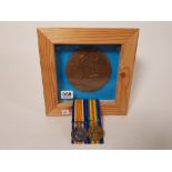 PAIR OF WW1 MEDALS AND DEATH PLAQUE TO 2577 PTE.R.J.JOHNSTON R.HIGHRS
