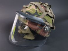 NORTHERN IRELAND TROUBLES OP BANNER MKVI HELMET WITH RIOT VISOR, NAPE PROTECTOR AND VISOR COVER
