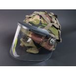 NORTHERN IRELAND TROUBLES OP BANNER MKVI HELMET WITH RIOT VISOR, NAPE PROTECTOR AND VISOR COVER