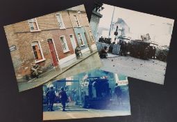3 NORTHERN IRELAND TROUBLES PHOTOGRAPHS OF THE ROYAL GORDON HIGHLANDERS ON PATROL ON THE SHANKILL