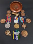 BAG LOT TO INCLUDE WW1 AND WW2 MEDALS, ULSTER RIFLE ASSOCIATION MEDALS ETC