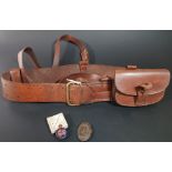 ULSTER VOLUNTEER FORCE CAP BADGE, UNIONIST BADGE AND HIS OFFICERS SAM BROWN WITH POUCH