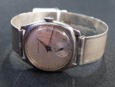 GARRARD GENTS SILVER WRIST WATCH WITH SWISS MECHANICAL MOVEMENT