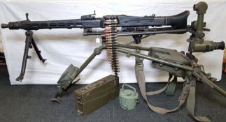 DEACTIVATED YUGOSLAVIAN MG42 HEAVY MACHINE GUN #P48421 MOUNTED ON HECKLES & KOCH LAFETTE GROUN