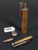 WW1 BRITISH LEE ENFIELD CLEANING KIT TRENCH ART LIGHTER AND INERT 303 BULLET TRENCH ART LIGHTER