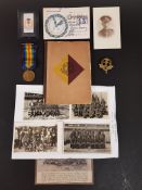 COLLECTION OF MIDDLESEX REGIMENT EPHEMERA TO INCLUDE WW1 VICTORY MEDAL AND PHOTOGRAPHS
