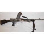 DEACTIVATED BRITISH WW2 MK1 BREN LIGHT MACHINE GUN AND BIPOD DATED 1940