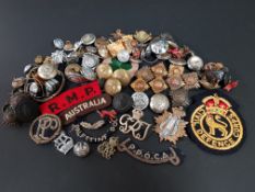 LARGE QUANTITY OF MILITARY AND POLICE BADGES AND BUTTONS