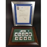 FRAMED SET OF ULSTER VOLUNTEER FORCE NURSING BADGES AND OTHERS ACCOMPANIED WITH ULSTER VOLUNTEER