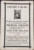MICHAEL COLLINS DEATH CARD