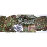 BRITISH ARMY HOLDALL BAG CONTAINING DUTCH AND BRITISH WOODLAND DPM TROUSERS AND SHORTS (SOME