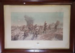 LARGE FRAMED ANTIQUE PRINT 36TH ULSTER DIVISION AT THIEPVAL 1ST JULY 1916 (BATTLE OF THE SOMME)