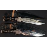 PAIR OF ANTIQUE INDIAN KNIVES AND LEATER SHEATHS