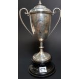 SILVER TWO HANDLED CUP 'TRANSVAAL VOLUNTEER MILITARY TOURNAMENT 1908 OFFIV=CERS TENT PEGGING