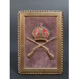 WW1 KC RIFLE INSTRUCTORS BADGE MOUNTED IN BRASS FRAME