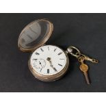 SILVER OPEN FACED POCKET WATCH