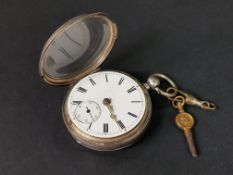 SILVER OPEN FACED POCKET WATCH