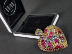 9CT MULTI GEM HEART DROP 20.5G