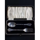 CASED SET OF SILVER CHRISTENING SPOON & FORK