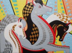 MICHAEL STONE - OIL ON BOARD - CAROUSEL 101CMS X 76CMS