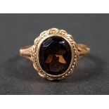 9CT GOLD SMOKEY QUARTZ RING 4G