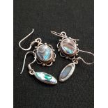 2 PAIRS OF SILVER MOTHER OF PEARL EARRINGS