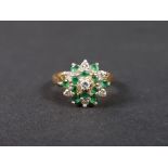 18CT GOLD EMERALD AND DIAMOND RING 5.1G