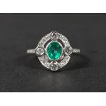 PLATINUM SET EMERALD (0.65CARAT) & DIAMOND (0.35CARATS) RING