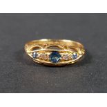 18CT GOLD ANTIQUE SAPPHIRE AND DIAMOND RING 2.3G