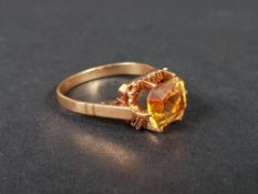 CONTINENTAL 9CT GOLD AND ORANGE STONE RING 3.2G