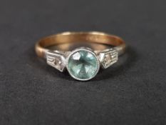 9CT AQUA AND DIAMOND RING